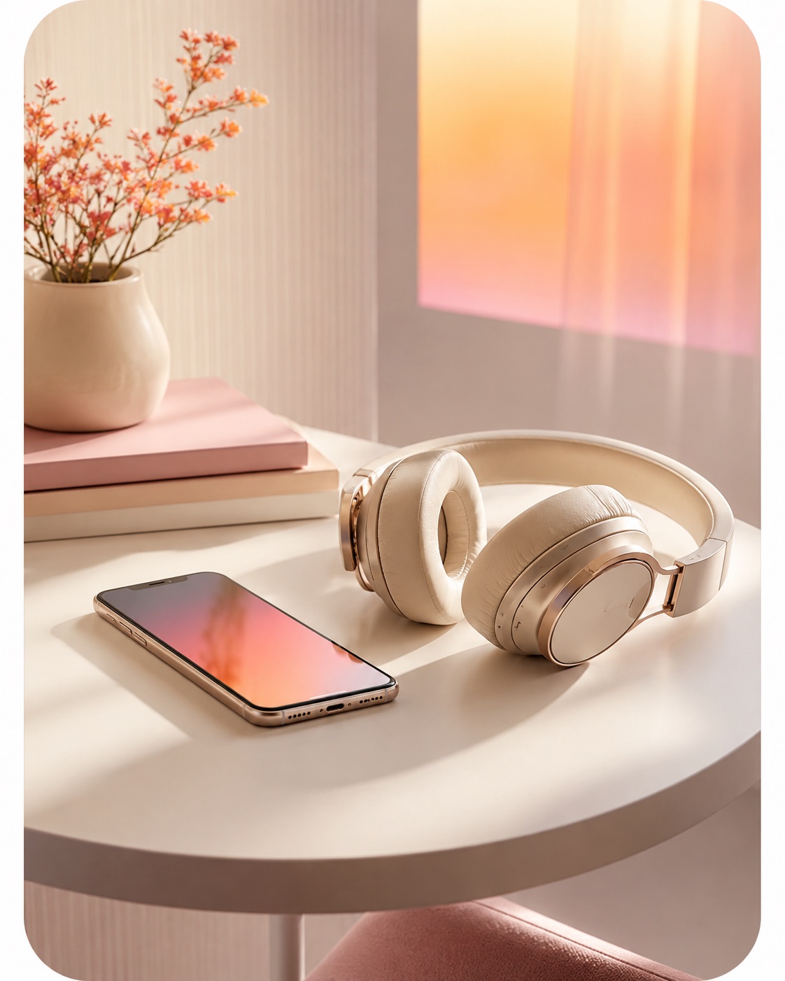Ponsel dan headphone untuk catatan suara